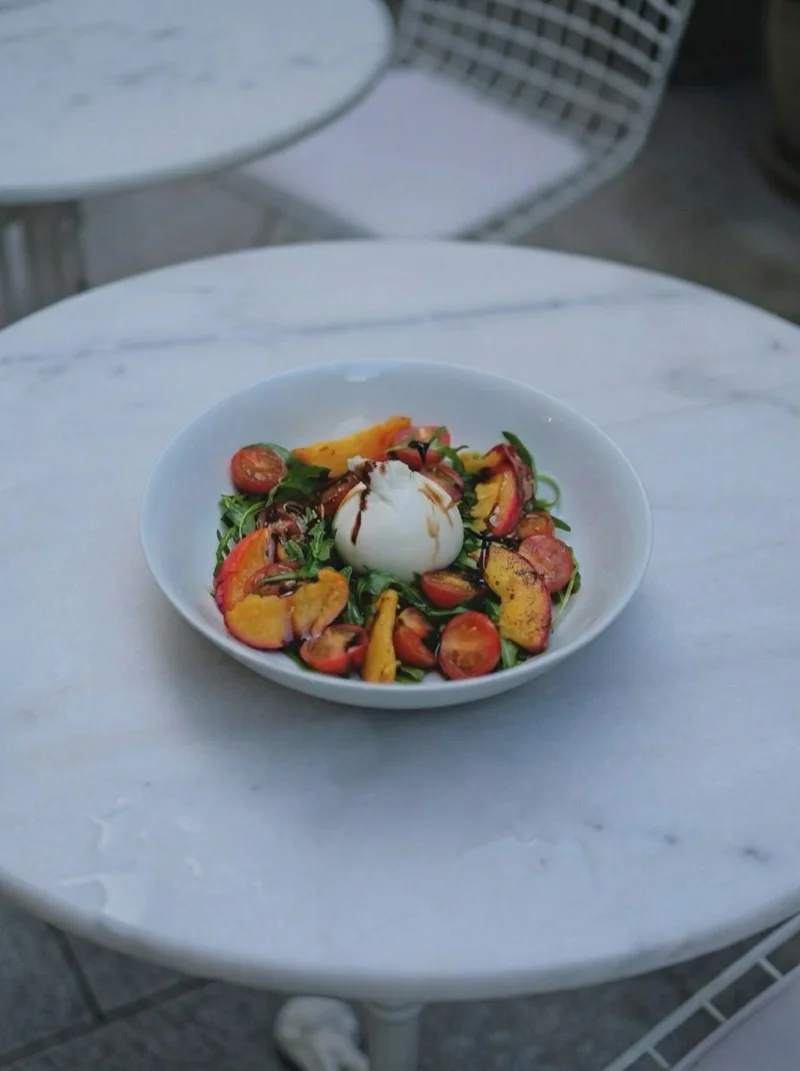Burrata with Roasted Peaches